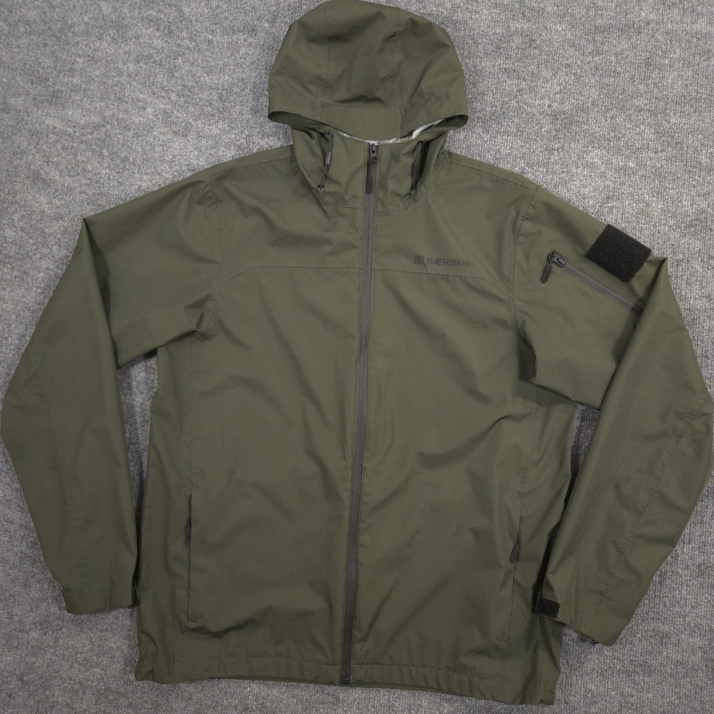 Baerskin Rain Jacket Mens M Dark Green Waterproof Packable Lightweight Hooded